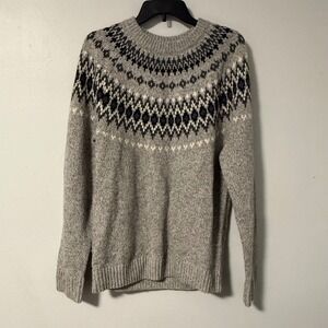 Abercrombie & Fitch Mens Fair Isle Knit Crewneck Sweater Grey Size M